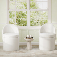 Pouf contenitore sgabello da toeletta in velluto con seduta imbottita in spugna, Pouf contenitore 38l con schienale Bianco-Sgabelli