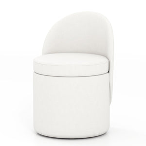 Pouf contenitore sgabello da toeletta in velluto con seduta imbottita in spugna, Pouf contenitore 38l con schienale Bianco-Sgabelli