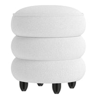Pouf contenitore moderno poggiapiedi rotondo con coperchio rimovibile, Pouf seduta imbottita versatile per soggiorno-Sgabelli