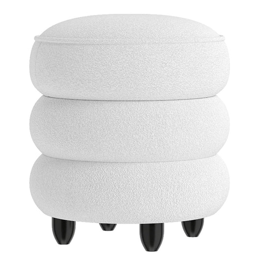 Pouf contenitore moderno poggiapiedi rotondo con coperchio rimovibile, Pouf seduta imbottita versatile per soggiorno-Sgabelli