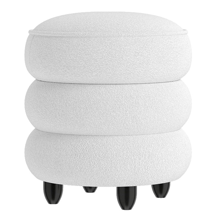 Pouf contenitore moderno poggiapiedi rotondo con coperchio rimovibile, Pouf seduta imbottita versatile per soggiorno-Sgabelli