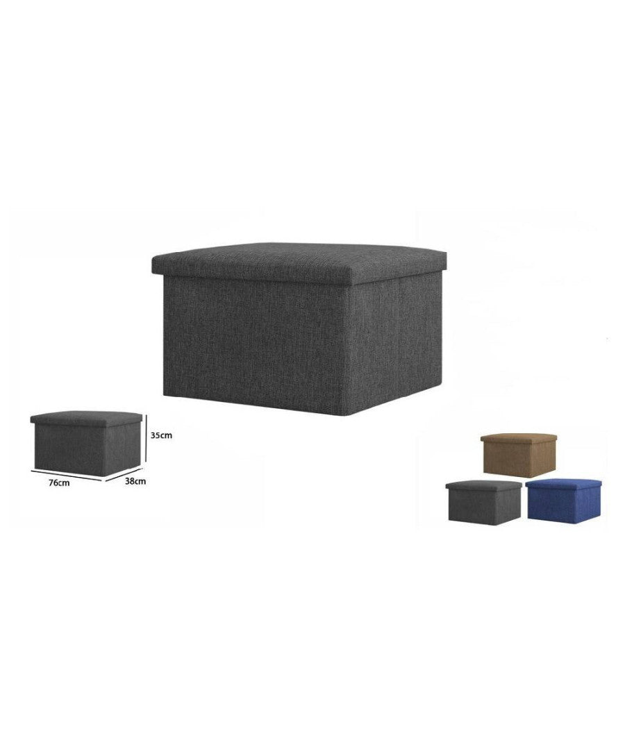 Pouff Puff Pouf Contenitore Imbottito Con Seduta In Tessuto 76 X 38 X 35cm 69588         