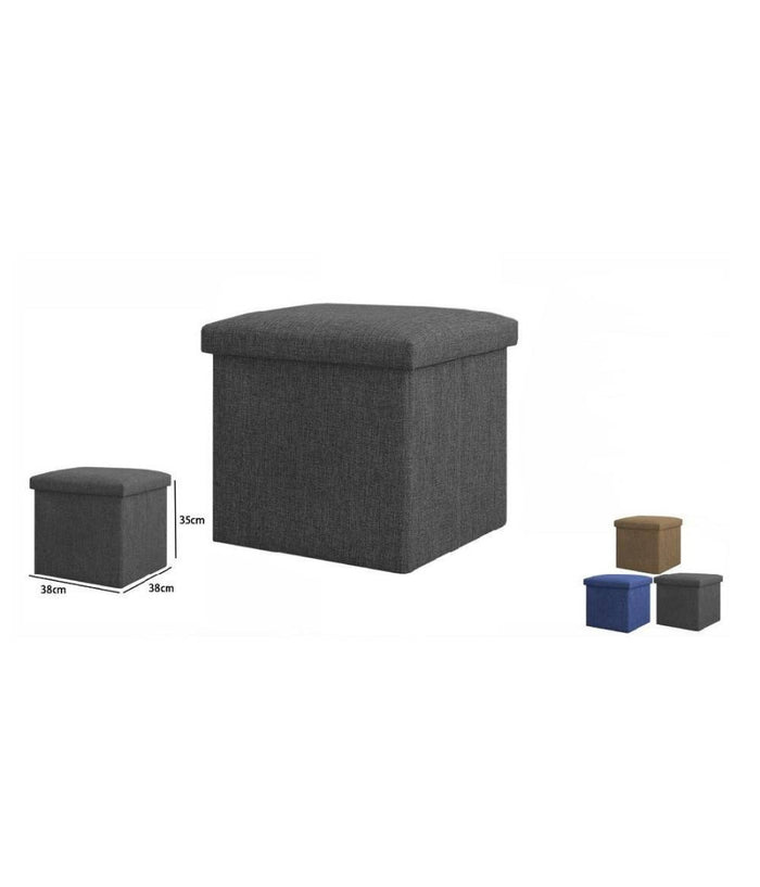 Pouff Puff Pouf Contenitore Imbottito Con Seduta In Tessuto 38 X 38 X 35cm 69586         