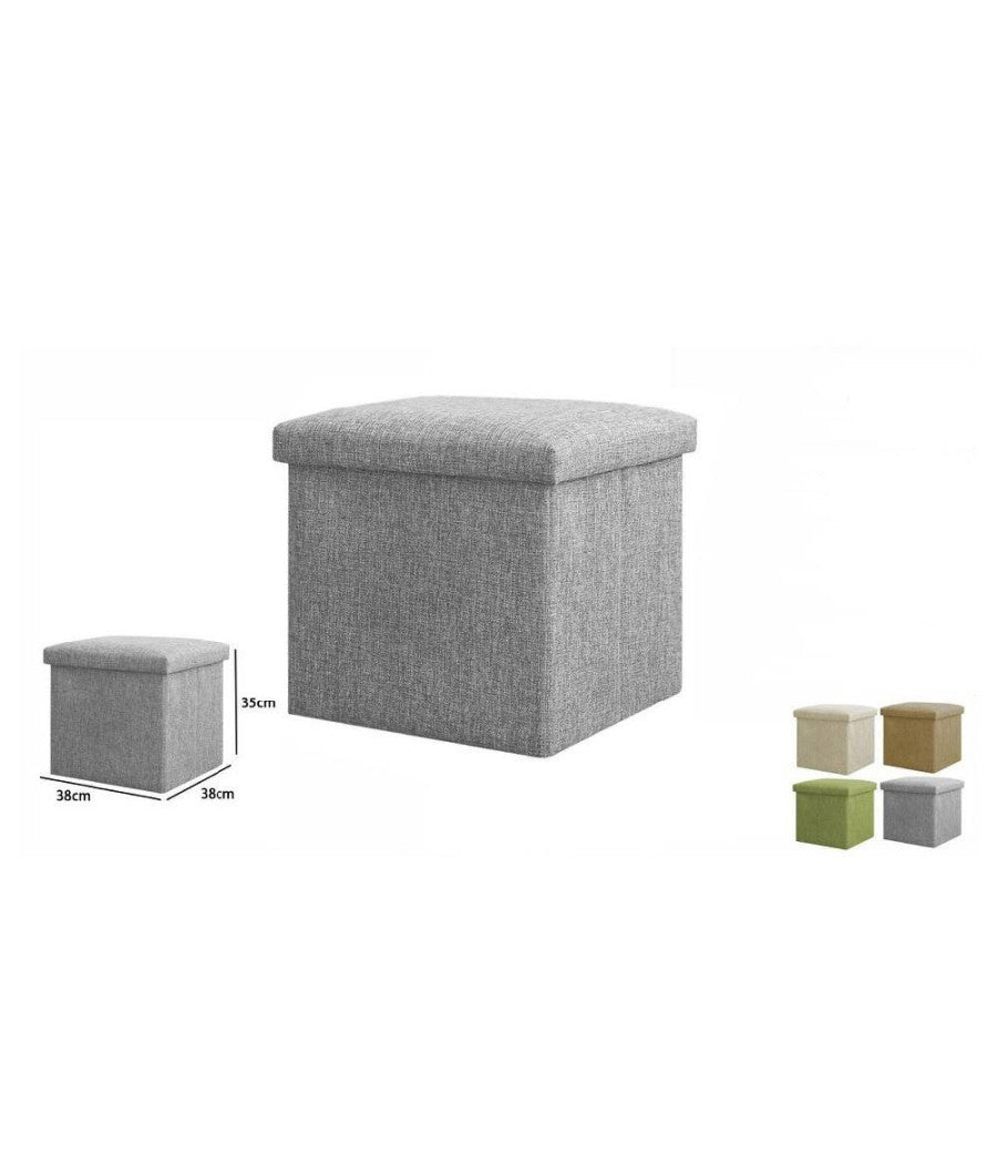 Pouff Puff Pouf Contenitore Imbottito Con Seduta In Tessuto 38 X 38 X 35cm 69587         