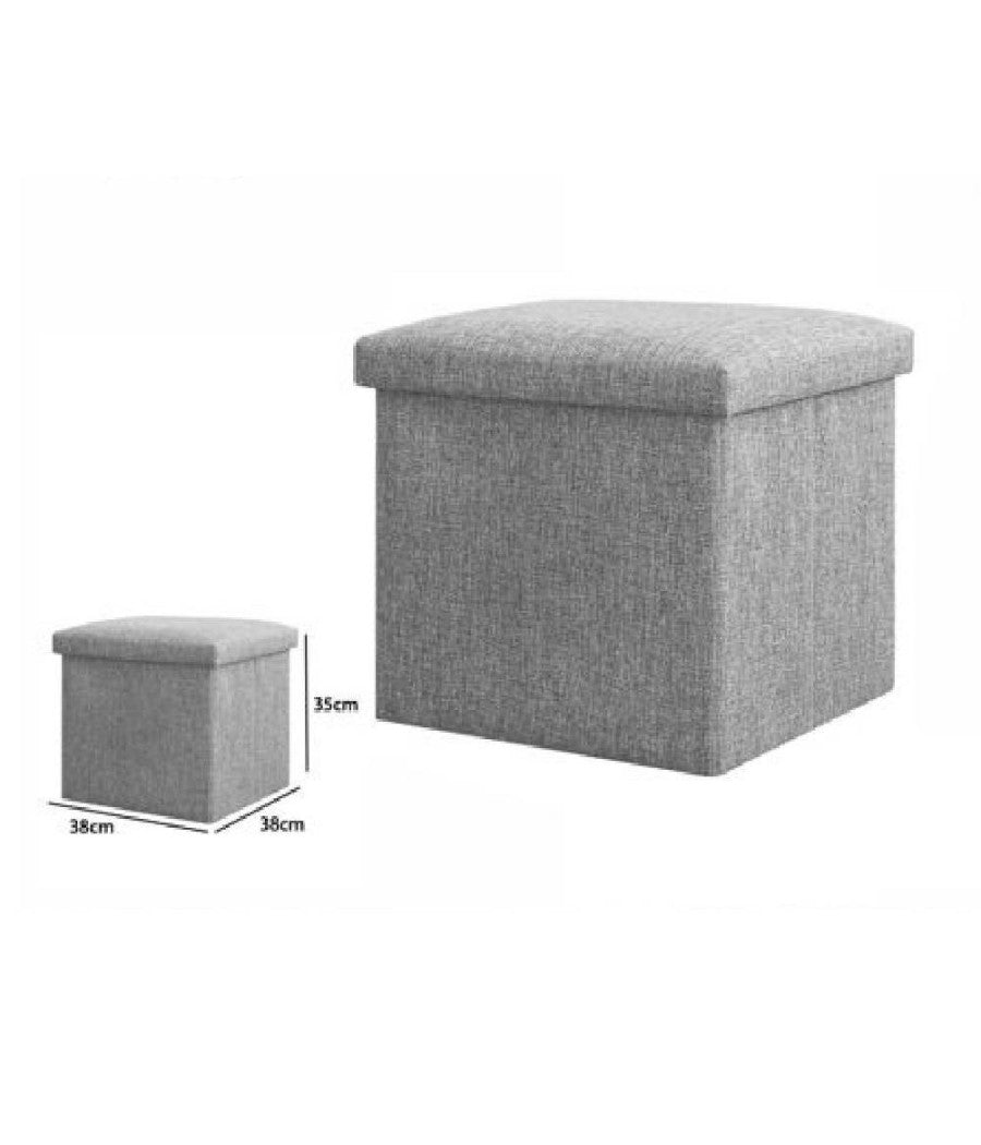 Pouff Puff Pouf Contenitore Imbottito Con Seduta In Tessuto 38 X 38 X 35cm 69587         