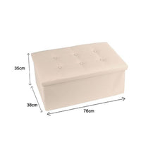 Pouff Puff Pouf Contenitore Imbottito Porta Oggetti Seduta Beige 76x38x35cm         