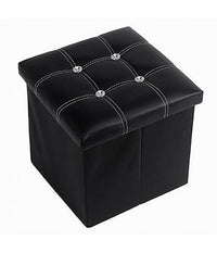 Pouff Puff Pouf Contenitore Imbottito Portaoggetti Nero Strass 30x30x30 Cm 79433         