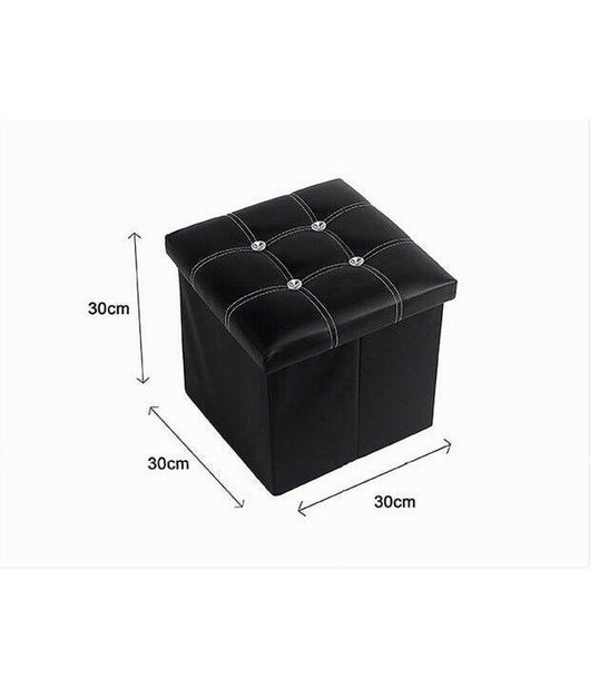 Pouff Puff Pouf Contenitore Imbottito Portaoggetti Nero Strass 30x30x30 Cm 79433         