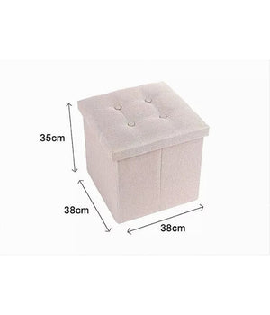 Pouff Puff Pouf Contenitore Imbottito Portaoggetti Seduta Beige 38x38x35cm 79423         