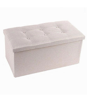 Pouff Puff Pouf Contenitore Imbottito Portaoggetti Seduta Beige 76x38x35cm 79425         