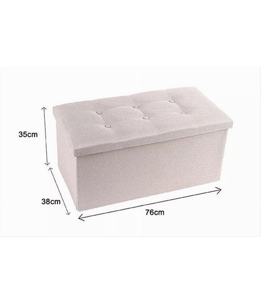 Pouff Puff Pouf Contenitore Imbottito Portaoggetti Seduta Beige 76x38x35cm 79425         