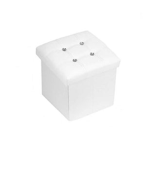 Pouff Puff Pouf Contenitore Imbottito Portaoggetti Seduta Bianco 79434 30x30x30cm         