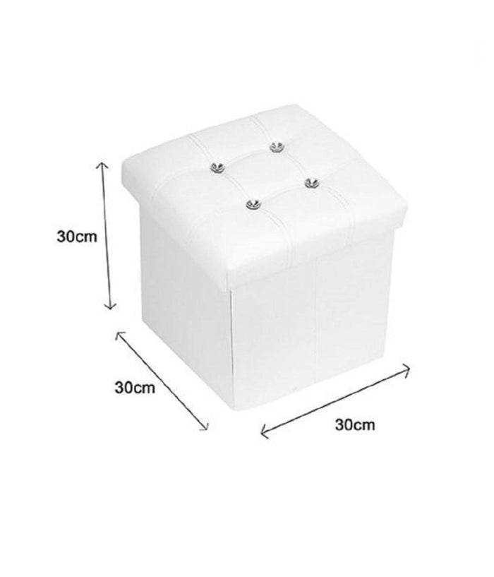 Pouff Puff Pouf Contenitore Imbottito Portaoggetti Seduta Bianco 79434 30x30x30cm         