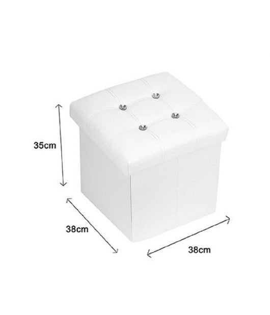 Pouff Puff Pouf Contenitore Imbottito Portaoggetti Seduta Bianco 79436 38x38x35cm         