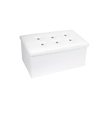 Pouff Puff Pouf Contenitore Imbottito Portaoggetti Seduta Bianco 79438 76x38x35cm         