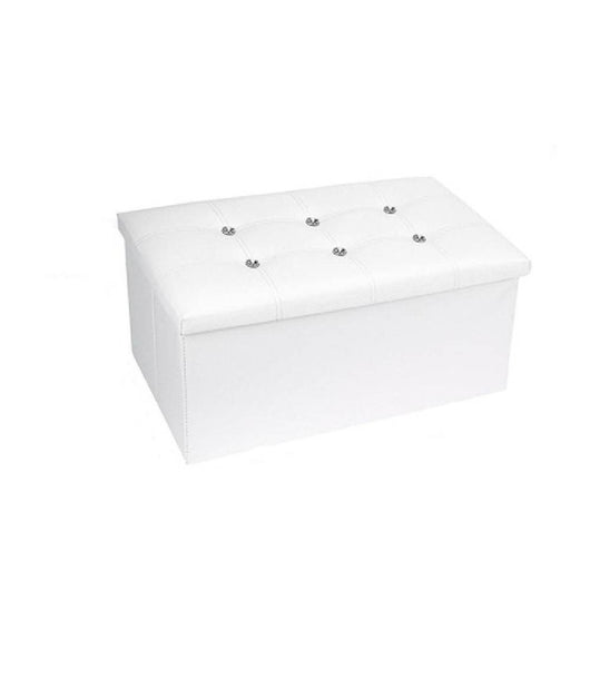 Pouff Puff Pouf Contenitore Imbottito Portaoggetti Seduta Bianco 79438 76x38x35cm         