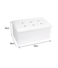 Pouff Puff Pouf Contenitore Imbottito Portaoggetti Seduta Bianco 79438 76x38x35cm         