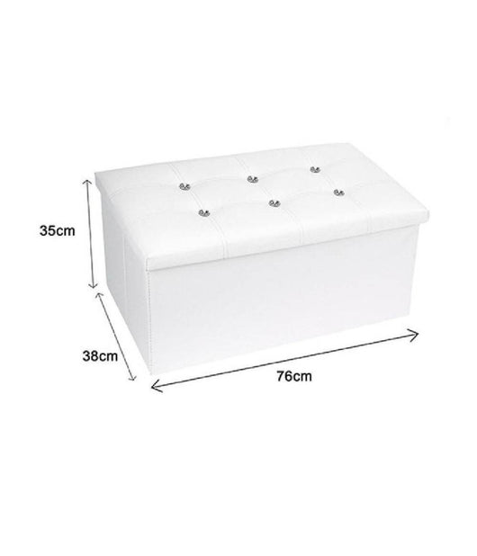 Pouff Puff Pouf Contenitore Imbottito Portaoggetti Seduta Bianco 79438 76x38x35cm         