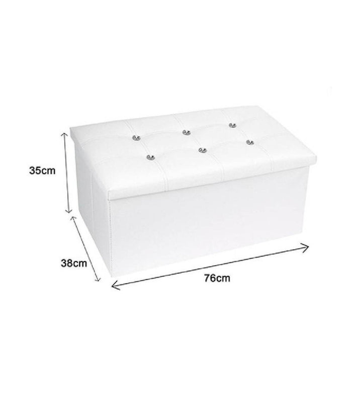 Pouff Puff Pouf Contenitore Imbottito Portaoggetti Seduta Bianco 79438 76x38x35cm         