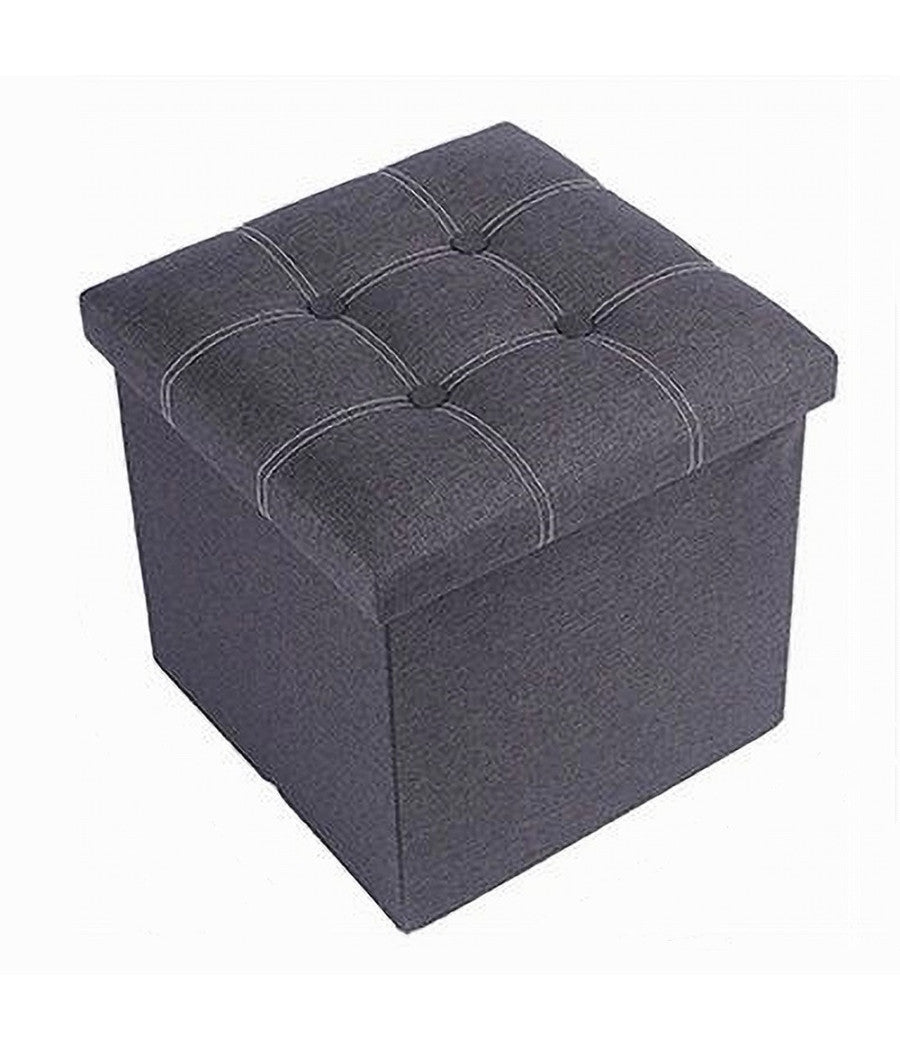 Pouff Puff Pouf Contenitore Imbottito Portaoggetti Seduta Grigio 30x30x30cm 79422         