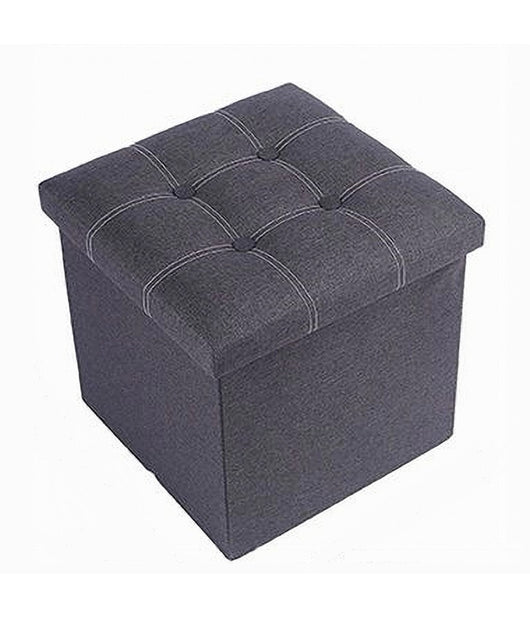 Pouff Puff Pouf Contenitore Imbottito Portaoggetti Seduta Grigio 38x38x35cm 79424         