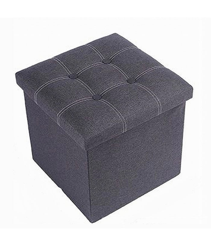 Pouff Puff Pouf Contenitore Imbottito Portaoggetti Seduta Grigio 38x38x35cm 79424         
