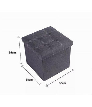 Pouff Puff Pouf Contenitore Imbottito Portaoggetti Seduta Grigio 38x38x35cm 79424         