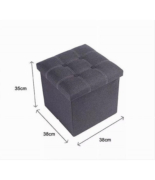 Pouff Puff Pouf Contenitore Imbottito Portaoggetti Seduta Grigio 38x38x35cm 79424         