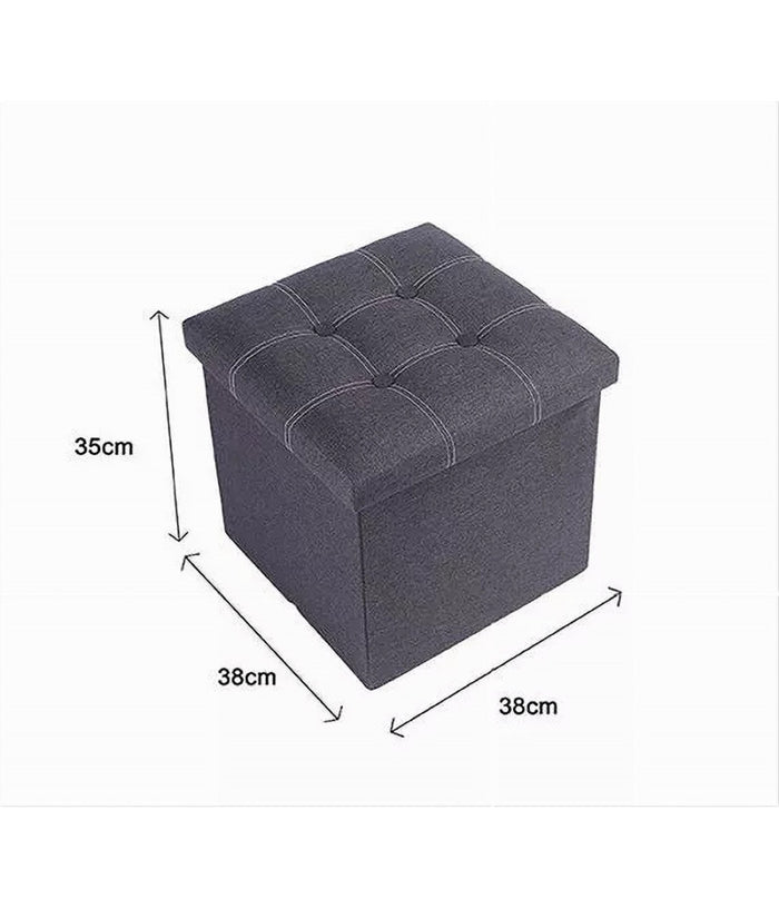 Pouff Puff Pouf Contenitore Imbottito Portaoggetti Seduta Grigio 38x38x35cm 79424         