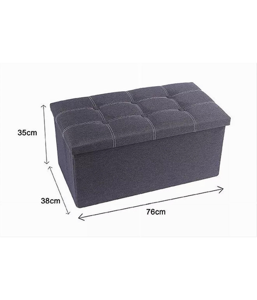 Pouff Puff Pouf Contenitore Imbottito Portaoggetti Seduta Grigio 76x38x35cm 79426         