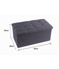 Pouff Puff Pouf Contenitore Imbottito Portaoggetti Seduta Grigio 76x38x35cm 79426         