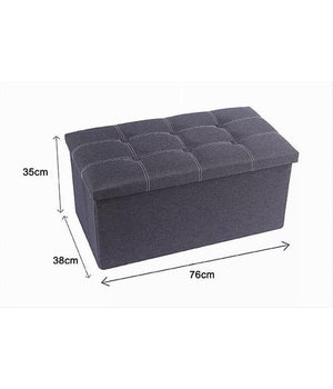 Pouff Puff Pouf Contenitore Imbottito Portaoggetti Seduta Grigio 76x38x35cm 79426         