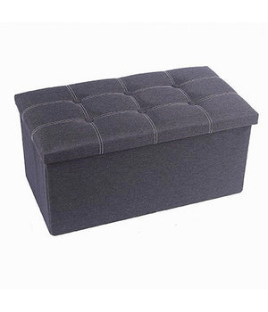 Pouff Puff Pouf Contenitore Imbottito Portaoggetti Seduta Grigio 76x38x35cm 79426         