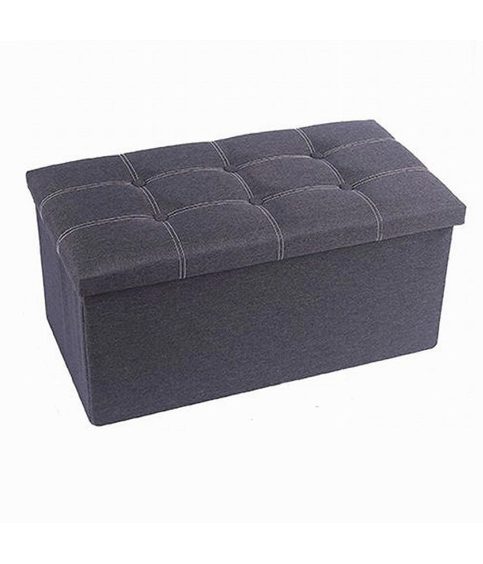 Pouff Puff Pouf Contenitore Imbottito Portaoggetti Seduta Grigio 76x38x35cm 79426         