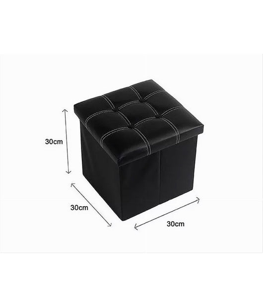 Pouff Puff Pouf Contenitore Imbottito Portaoggetti Seduta Nero 30x30x30 Cm 79427         