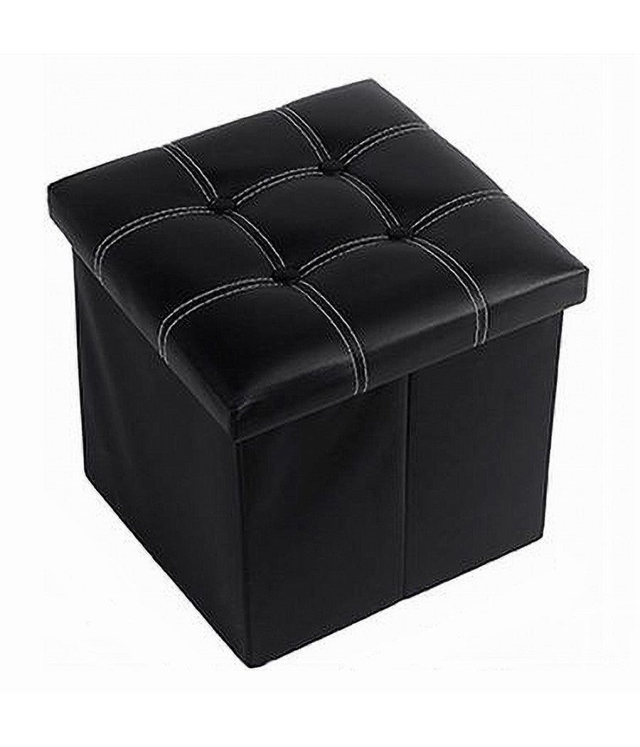 Pouff Puff Pouf Contenitore Imbottito Portaoggetti Seduta Nero 30x30x30 Cm 79427         