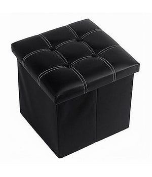 Pouff Puff Pouf Contenitore Imbottito Portaoggetti Seduta Nero 30x30x30 Cm 79427         