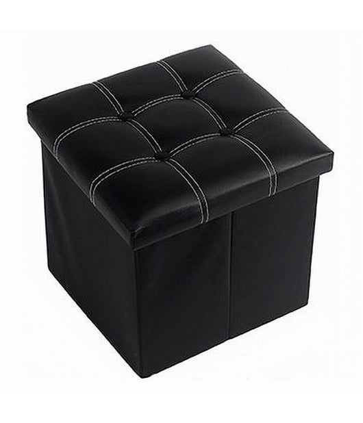 Pouff Puff Pouf Contenitore Imbottito Portaoggetti Seduta Nero 30x30x30 Cm 79427         