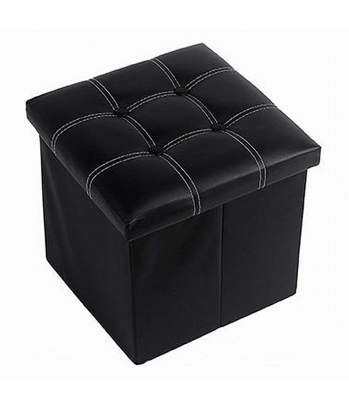 Pouff Puff Pouf Contenitore Imbottito Portaoggetti Seduta Nero 30x30x30 Cm 79427         