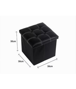 Pouff Puff Pouf Contenitore Imbottito Portaoggetti Seduta Nero 38x38x35 Cm 79429         