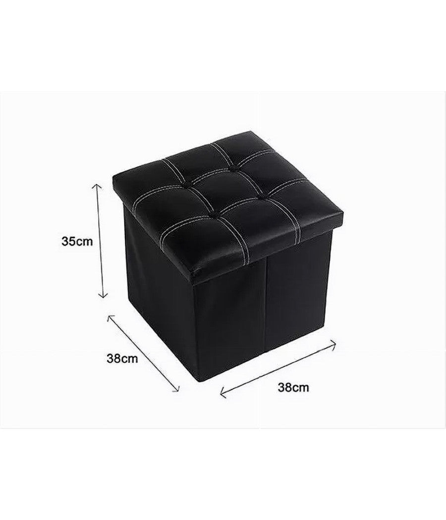 Pouff Puff Pouf Contenitore Imbottito Portaoggetti Seduta Nero 38x38x35 Cm 79429         