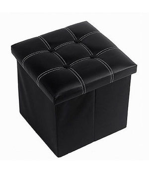 Pouff Puff Pouf Contenitore Imbottito Portaoggetti Seduta Nero 38x38x35 Cm 79429         