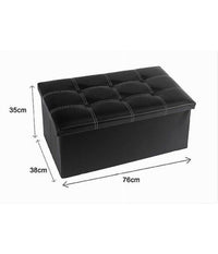 Pouff Puff Pouf Contenitore Imbottito Portaoggetti Seduta Nero 76x38x35 Cm 79431         