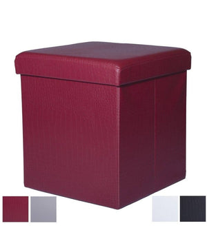 Pouff Puff Pouf Contenitore Imbottito Portaoggetti Seduta Pelle 35 X 35 X 35 Cm         