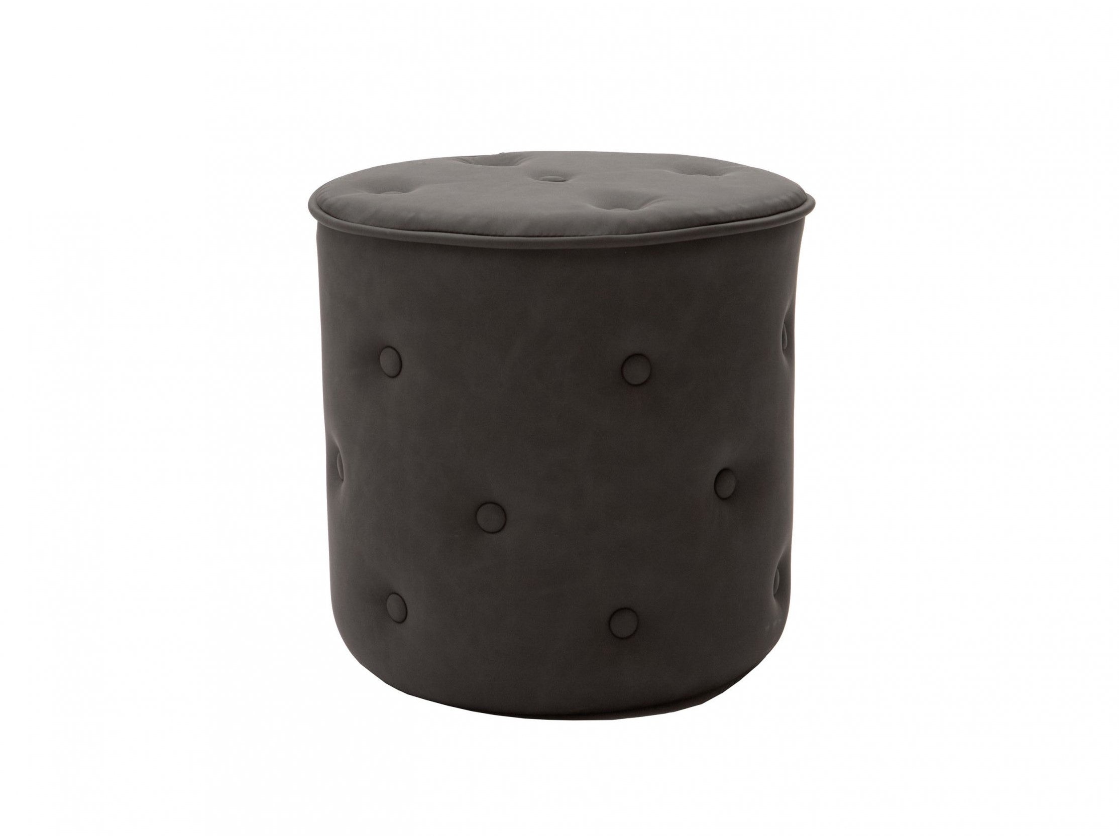 1 pouff in ecopelle grigio con bottoni  misure l.40 h.40 p.40