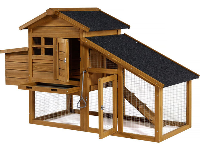 Pollaio "Clochette" con nido in legno - Marrone