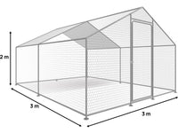 Recinto per galline 9 m² rete metallica 3 x 3 x 2 M acciaio zincato