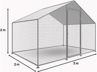 Recinto per galline 6 m² rete metallica 2 x 3 x 2 M acciaio zincato