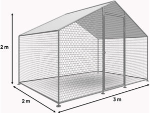 Recinto per galline 6 m² rete metallica 2 x 3 x 2 M acciaio zincato