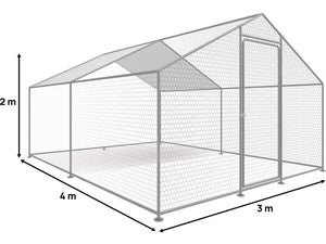 Recinto per polli 12 m² Rete metallica 4 x 3 x 2 M in acciaio zincato